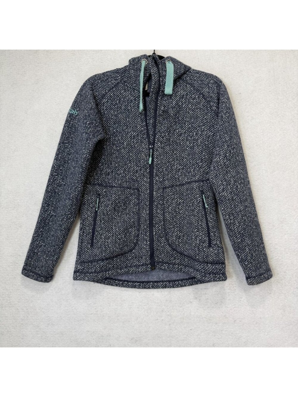 Rab Jacket Womens Medium Blue Amy Hoody Fleece Full Zip Hooded Pockets Outdoor